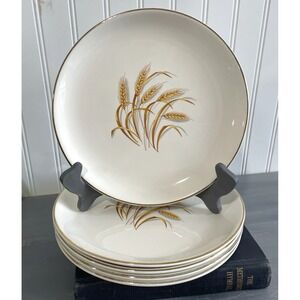 Homer Laughlin Golden Wheat 9 1/4" Luncheon Plates 22Kt Gold Trim